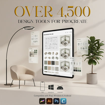 Procreate Interior Design Professional bundle Over 4,500+ Assets