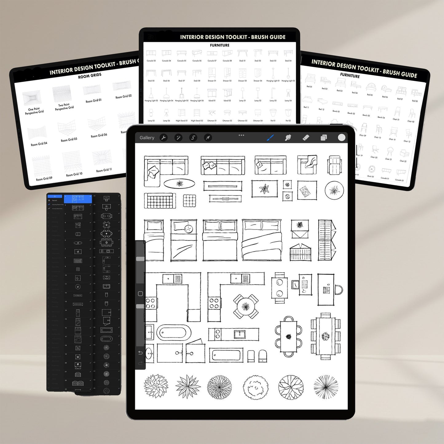 Procreate Interior Design Professional bundle Over 4,500+ Assets